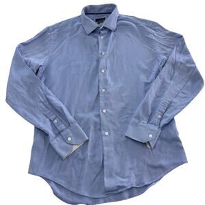 Zara Shirt Men X Large Blue White Textured Long Sleeve Button Up Slim Fit Cotton